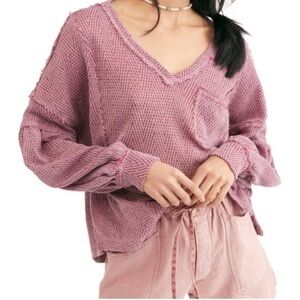 Free People We The Free Fresh & New Hacci Sweater V-Neck Top
